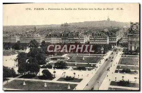 Cartes postales Paris Panorama Du Jardin Des Tuileries Vers La Rue De Rivoli