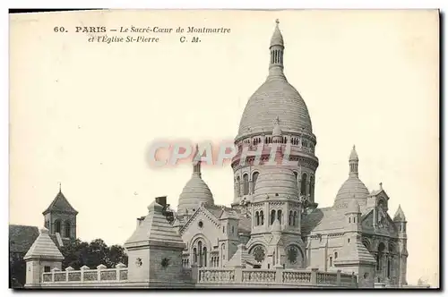 Cartes postales Paris Le Sacre Coeur de Montmartre et L&#39Eglise St Pierre