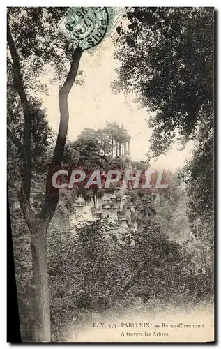 Cartes postales Paris Buttes Chaumont A travers les arbres