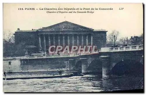 Ansichtskarte AK Paris La Chambre des Deputes et le Pont de la Concorde Bateau Peniche