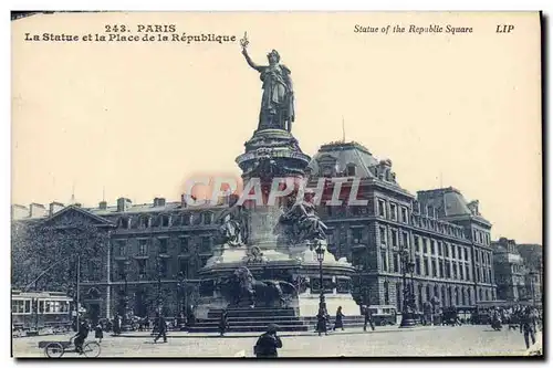 Cartes postales Paris La Statue et la Place de la Republique