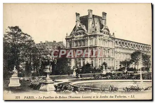 Cartes postales Paris Le Pavillon de Rohan et le Jardin des Tuileres Nouveau Louvre