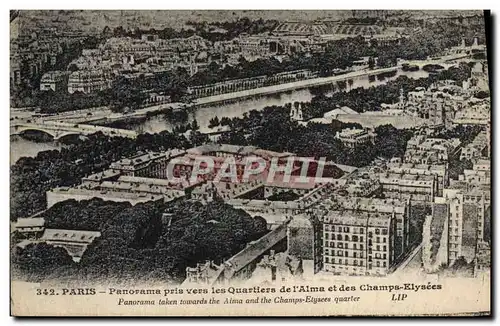 Ansichtskarte AK Paris Panorama Pris Vers les Quartiers de L&#39Alma et des Champs Elysees