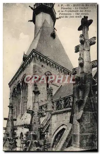 Ansichtskarte AK Le Mont St Michel Pinacles le clocher et la promenade des fous