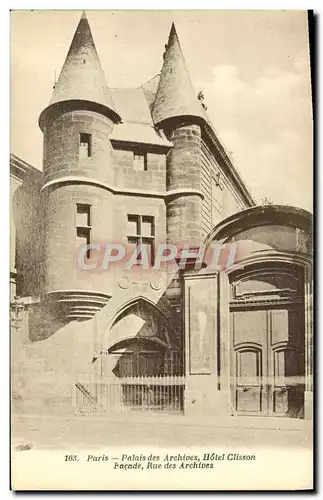 Cartes postales Paris Palais des Archives Hotel Clisson Facade Rue des Archives