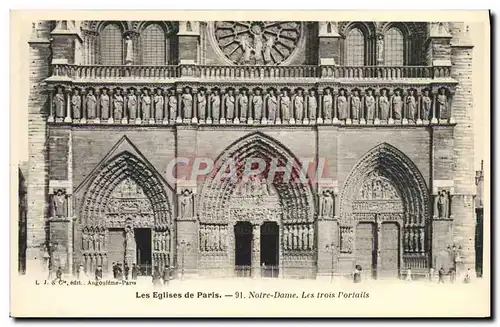 Cartes postales Paris Les Eglises Notre Dame Les Trois Portails