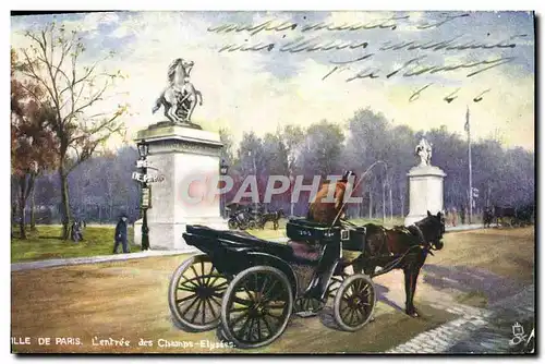 Cartes postales Paris L&#39Entree des Champs Elysees Caleche Cheval