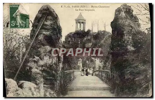 Ansichtskarte AK Paris Buttes Chaumont Le pont suspendu