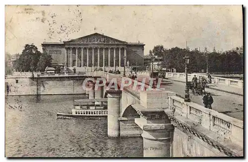 Cartes postales Paris Le pont de la Concorde et la Chambre des Deputes Peniche Bateau