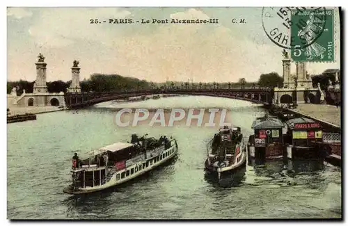 Ansichtskarte AK Paris Le Pont Alexandre III Bateaux Peniche