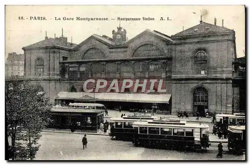 Cartes postales Paris La Gare Montparnasse Tramway