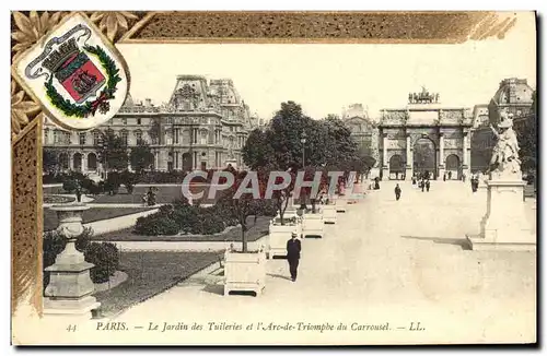 Cartes postales Paris Le Jardin des Tuileries et L&#39Arc de Triomphe du Carrousel