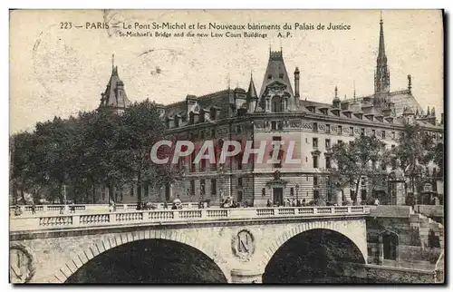 Cartes postales Paris Le Pont St Michel et les Nouveaux Batiments du palais de justice