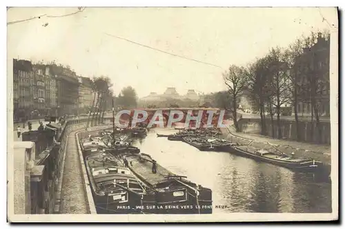 Ansichtskarte AK Paris Vue sur la Seine vers le pont Neuf Bateau Peniche