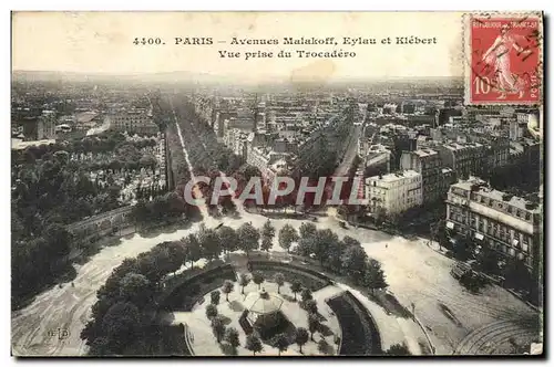 Cartes postales Paris Avenues Malakoff Eylau et Kleber Vue prise du Trocadero