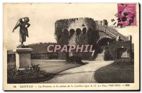 Cartes postales Saint Lo La Poterne et la Statue de la Laitiere
