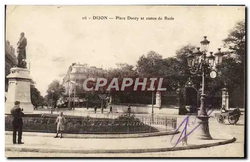 Cartes postales Dijon Place Darcy et statue de Rude