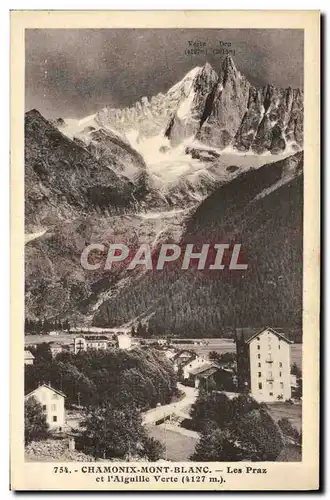 Cartes postales Chamonix Mont Blanc Les Praz et l&#39aiguille verte