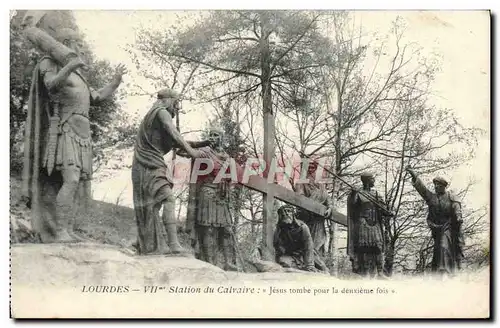 Cartes postales Lourdes 7eme Station du Calvaire Jesus tombe pour la deuxieme fois