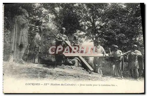 Cartes postales Lourdes 9eme Station du Calvaire Jesus tombe pour la troisieme fois