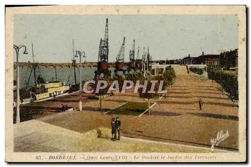 Cartes postales Bordeaux Quai Louis XVIII Le pont et le jardin des terrasses