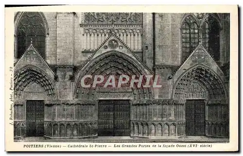 Cartes postales Poitiers Cathdrale St Pierre Les Grandes Portes De La Facade Ouest