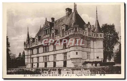 Cartes postales Chateau D&#39Azay Le Rideau Facade Nord Ouest