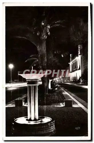 Moderne Karte Nice La Nuit La Promenade Des Anglais et le palais de la Mediterranee