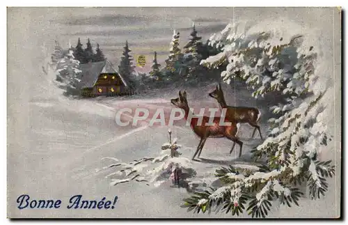 Cartes postales Fantaisie Biche Bonne Annee