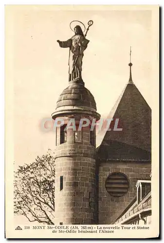 Ansichtskarte AK Mont Ste Odile La Nouvelle Tour Et Statue De Ste Odile Benissant I&#39Alsace