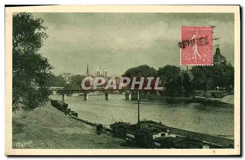 Ansichtskarte AK Paris Les Quais du Louvre Bateau Peniche