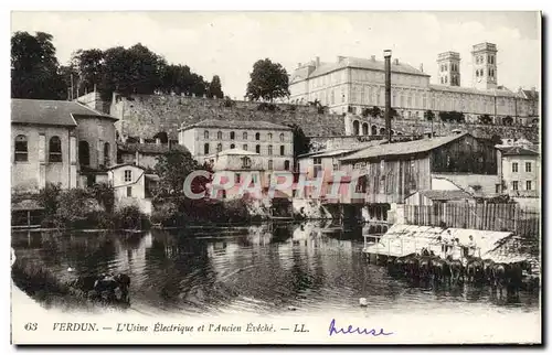 Cartes postales Verdun L&#39Usine Electrique Et I&#39Ancien Eveche Chevaux militaria