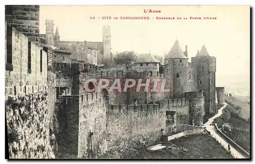 Cartes postales L'Aude Cite Dn Carcassonne Ensemble de la Porte d'Aude