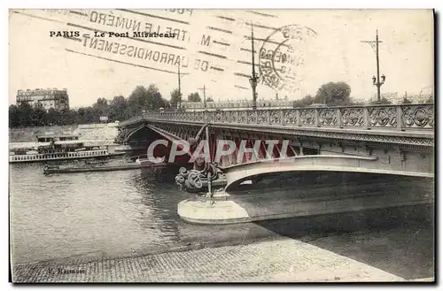 Cartes postales Paris Le Pont Mirabeau Bateau Peniche