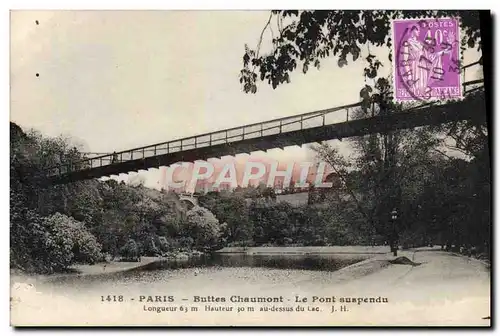 Cartes postales Paris Buttes Chaumont Le Pont Suspendu