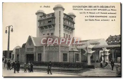 Cartes postales Paris Exposition des Arts Decoratifs Pavillon et la Tour Champagne Alsace