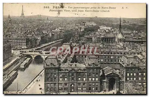 Cartes postales Paris Vue Panoramique Prise De Notre Dame Tour Eiffel