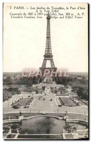 Ansichtskarte AK Paris Les Jardins Du Trocadero Le pont d&#39Iena Tour Eiffel