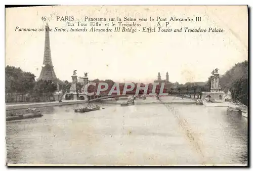 Ansichtskarte AK Paris Panorama Sur La Seine Vers Le Pont Alexandre III La Tour Eiffel et le Trocadero