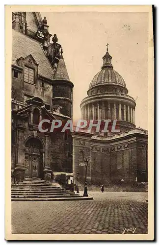 Cartes postales Paris Entree laterale de L&#39Eglise St Etienne du Mont et dome du Pantheon