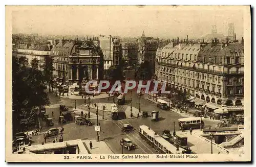 Cartes postales Paris La Place Saint Michel Autobus