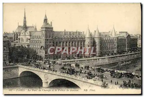 Cartes postales Paris Le Pont au Change et le Palais de Justice Attelage Chevaux