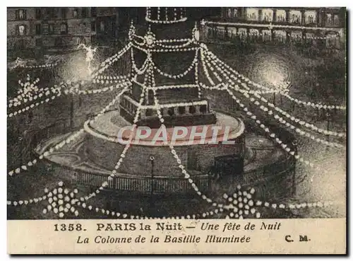 Ansichtskarte AK Paris La Nuit Une Fete de Nuit la colonne de la Bastille illuminee