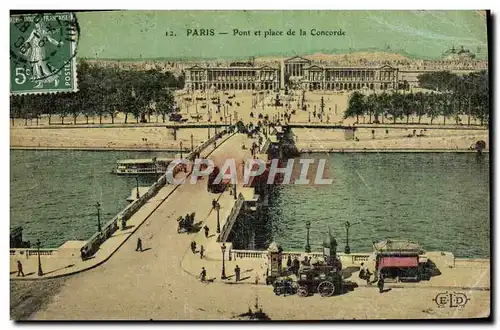 Cartes postales Paris Pont et Place de la Concorde (animee)