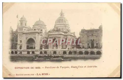 Cartes postales Paris Exposition De 1900 Pavillons de Turquie Etats Unis et Autriche