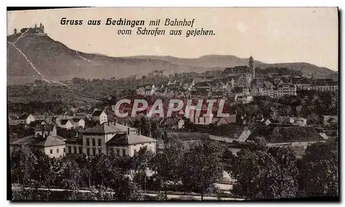 Ansichtskarte AK Gruss Aus Hechingen Mit Bahnhof vom Schrofen aus gesehen