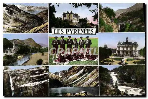 Cartes postales moderne Les Pyrenees Route du Tourmalet Le chateau La basilique Lourdes Pont Napoleon