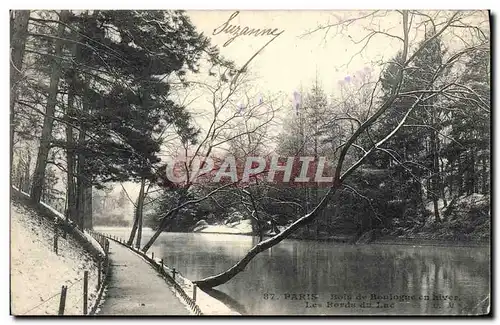 Cartes postales Paris Bois de Boulogne en Hiver Les bords du lac