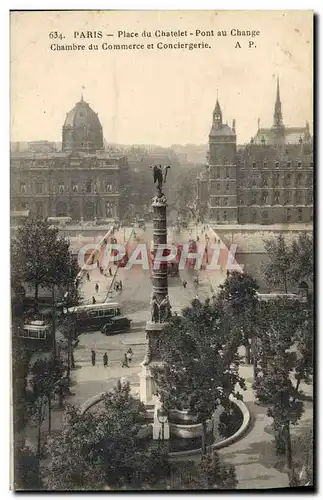 Ansichtskarte AK Paris Place Du Chatelet Pont Au Change Chambre du commerce et conciergerie