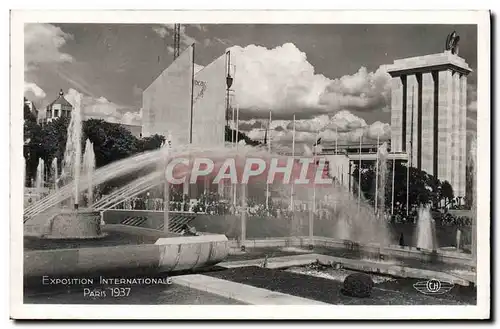 Cartes postales Paris Exposition internationale 1937 Jardins et bassins du Trocadero Pavillons de la Norvege et